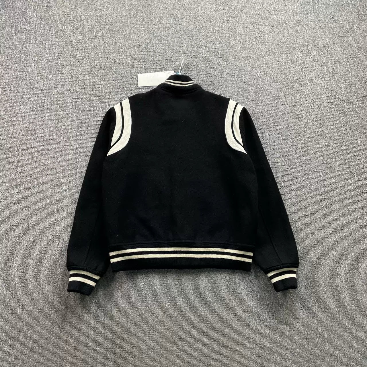 Saint Laurent Leather Sleeves Baseball Jacket