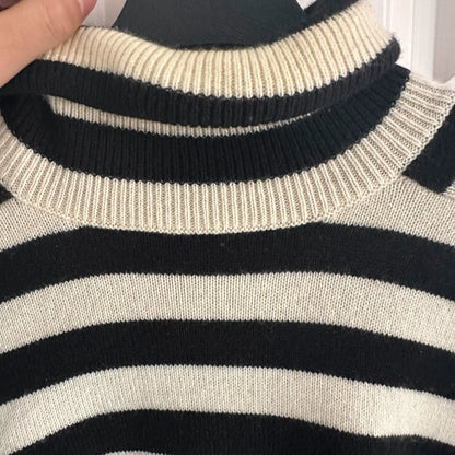 Saint Laurent Black White Striped Turtleneck