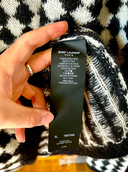 saint laurent black and white check turtleneck