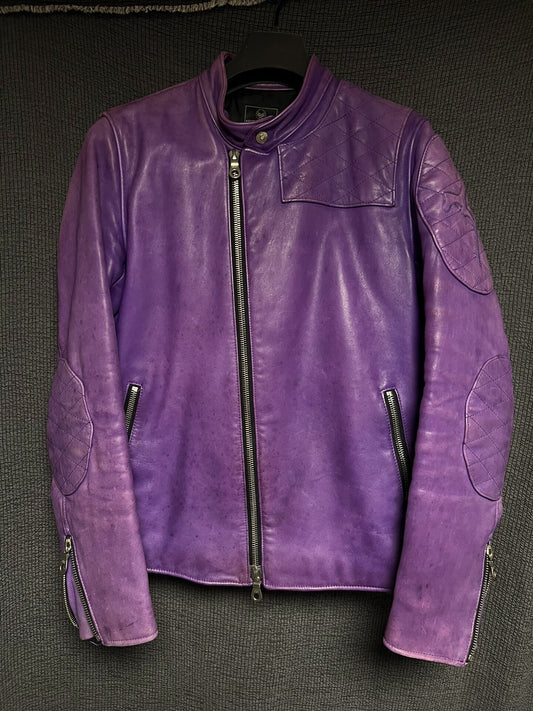 purple vintage leather motorcycle jacket