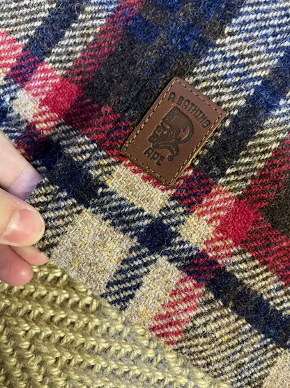 bape x harris tweed wool coat