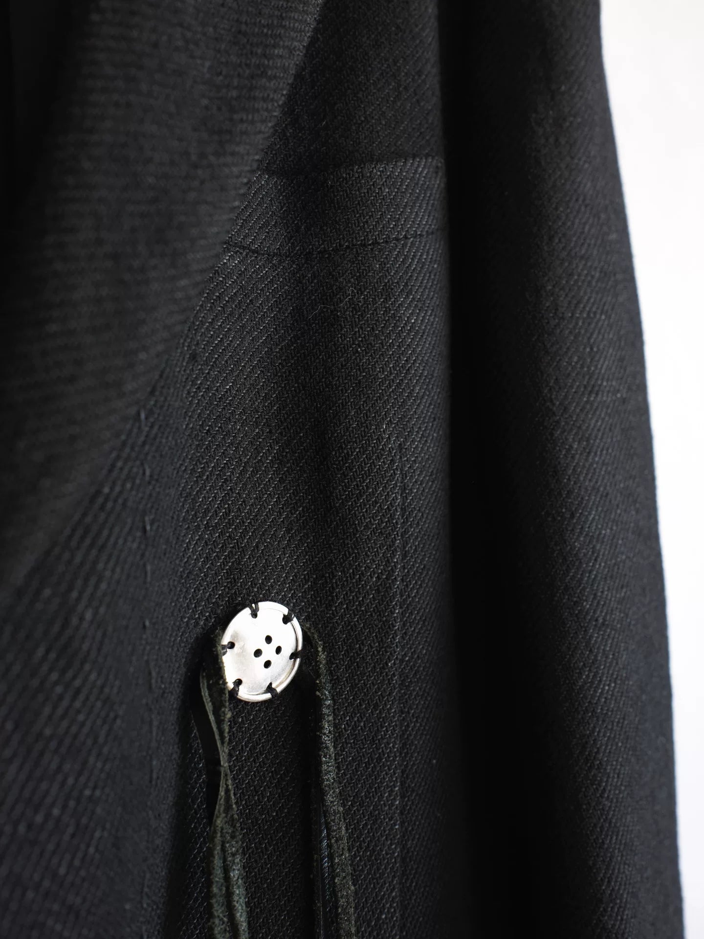 yohji yamamoto black trench coat with silver buttons