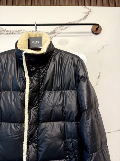 saint laurent black teddy collar puffer jacket