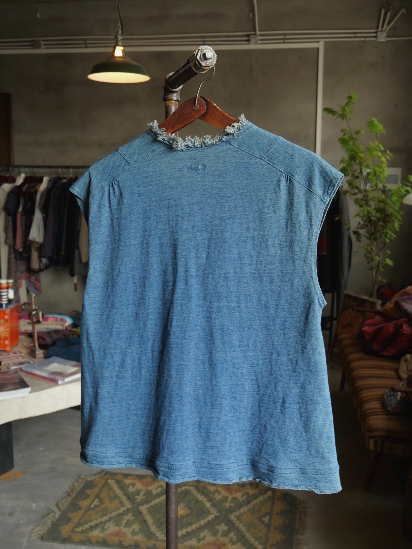 Kapital Indigo Dyed Frayed Top