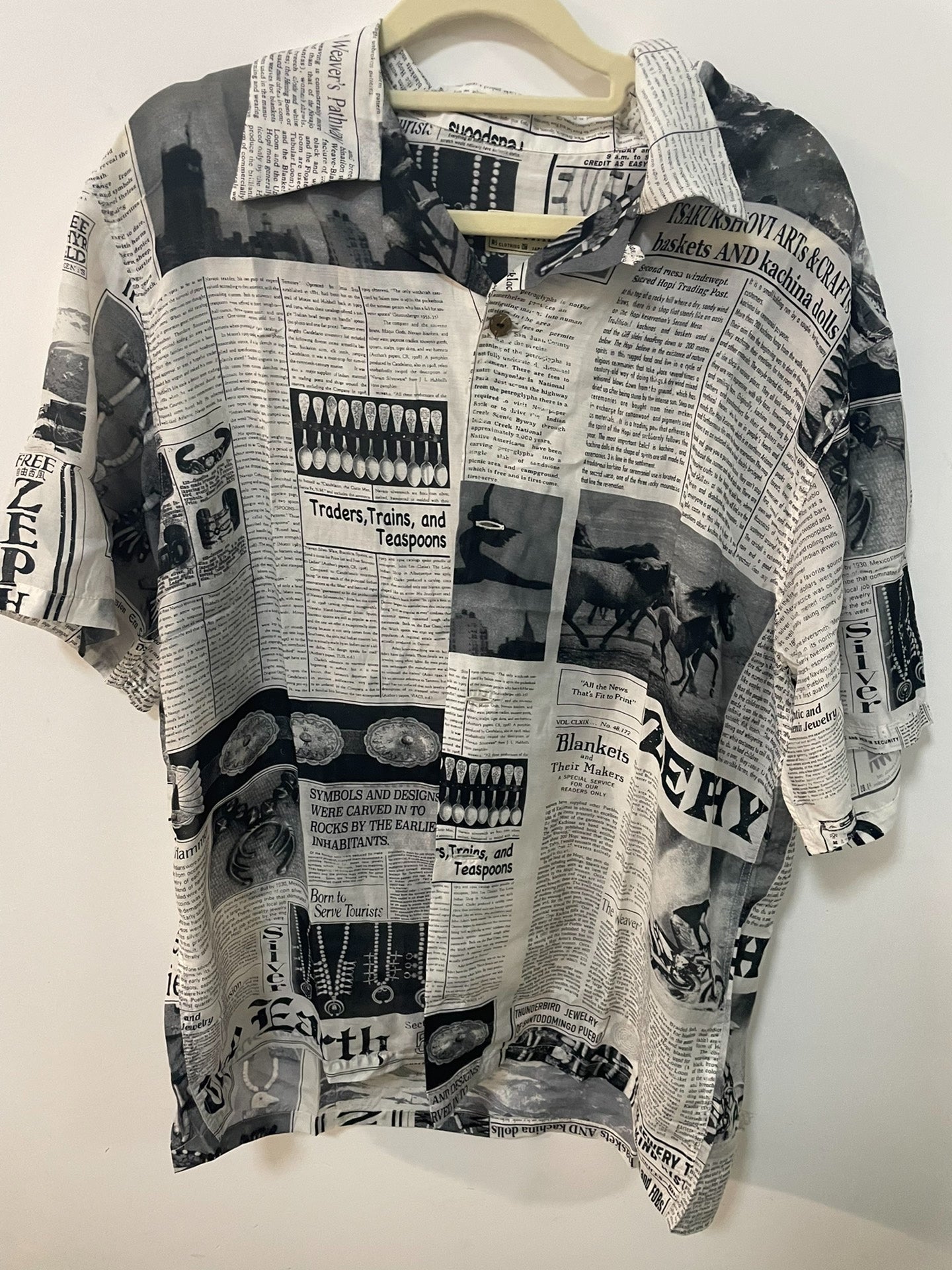 KAPITAL 23SS Pueblo Newspaper Silk Aloha Shirt