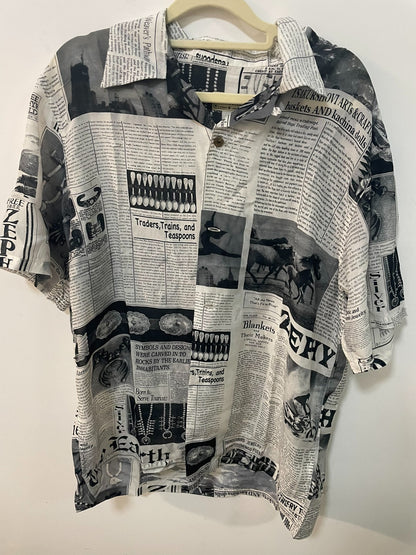 KAPITAL 23SS Pueblo Newspaper Silk Aloha Shirt