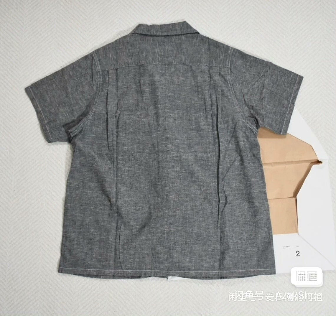 Visvim Gray Short-Sleeve Chambray Shirt with 'Peerless' Embroidery