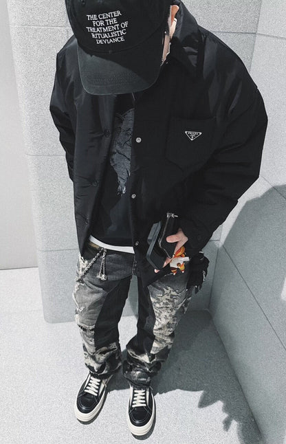 black embroidered duckbill cap by erd