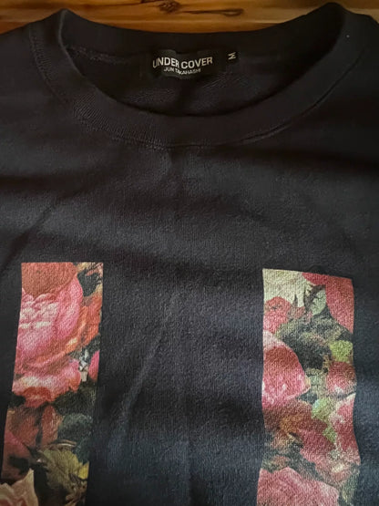 blue floral print cotton sweatshirt