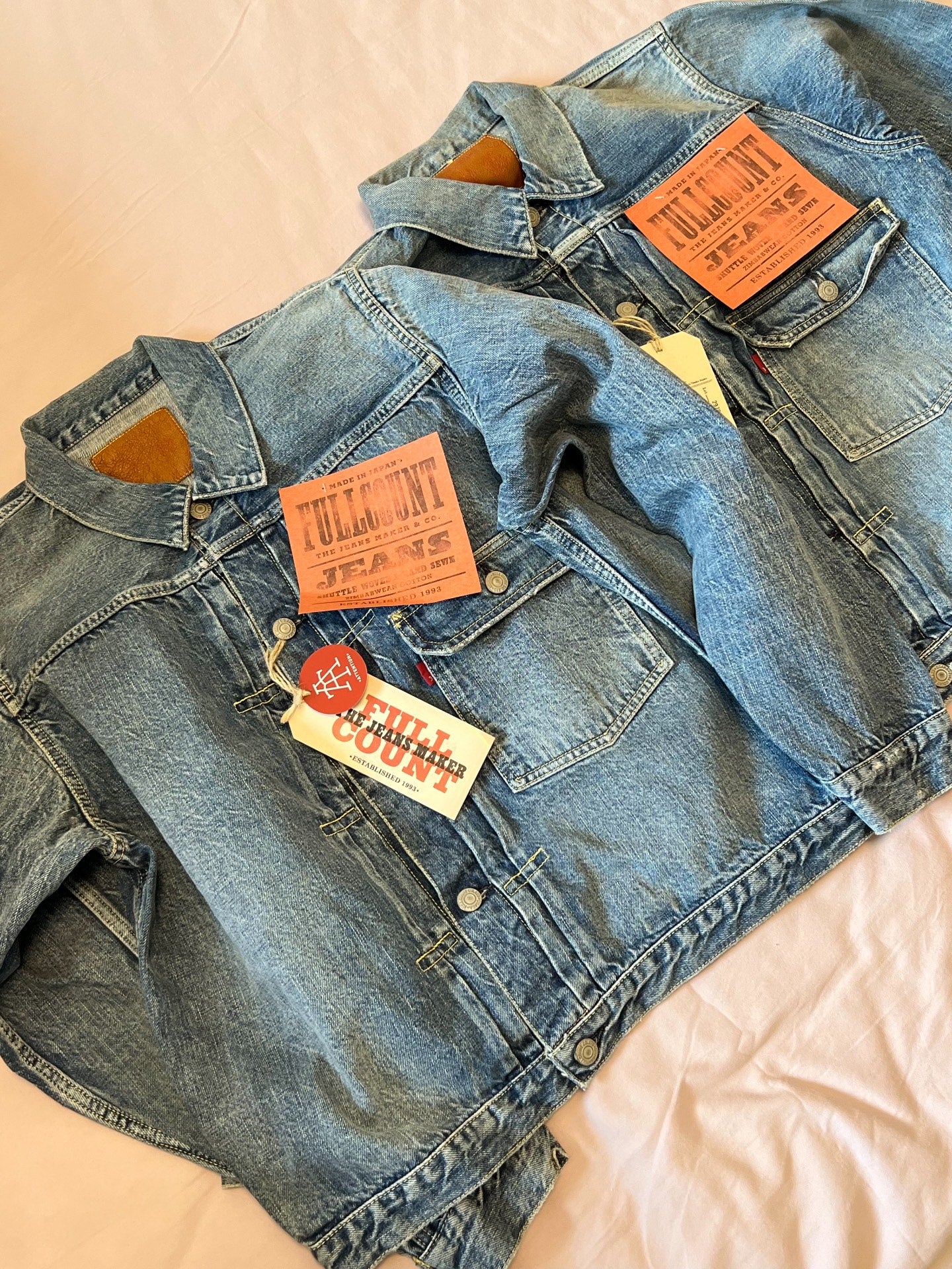FULLCOUNT Washed Distressed Denim Jacket