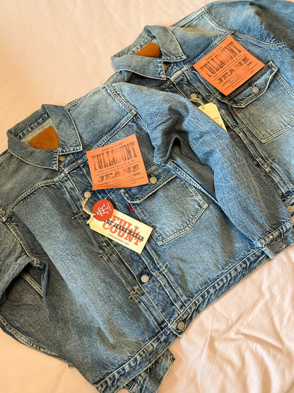 FULLCOUNT Washed Distressed Denim Jacket