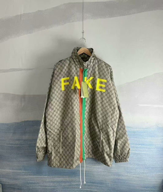 gucci red green striped rain jacket size 48