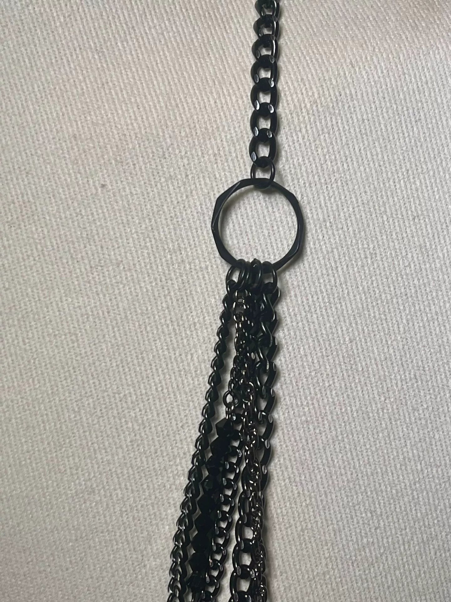 adjustable black cross necklace with charms