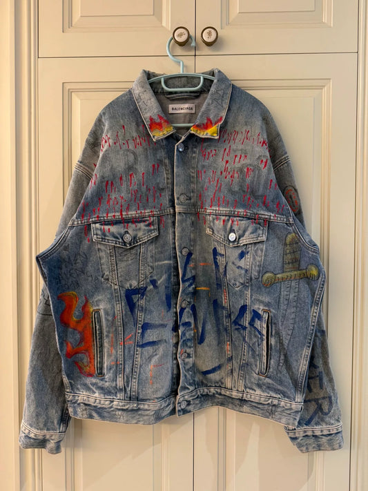 balenciaga graffiti denim jacket size 36