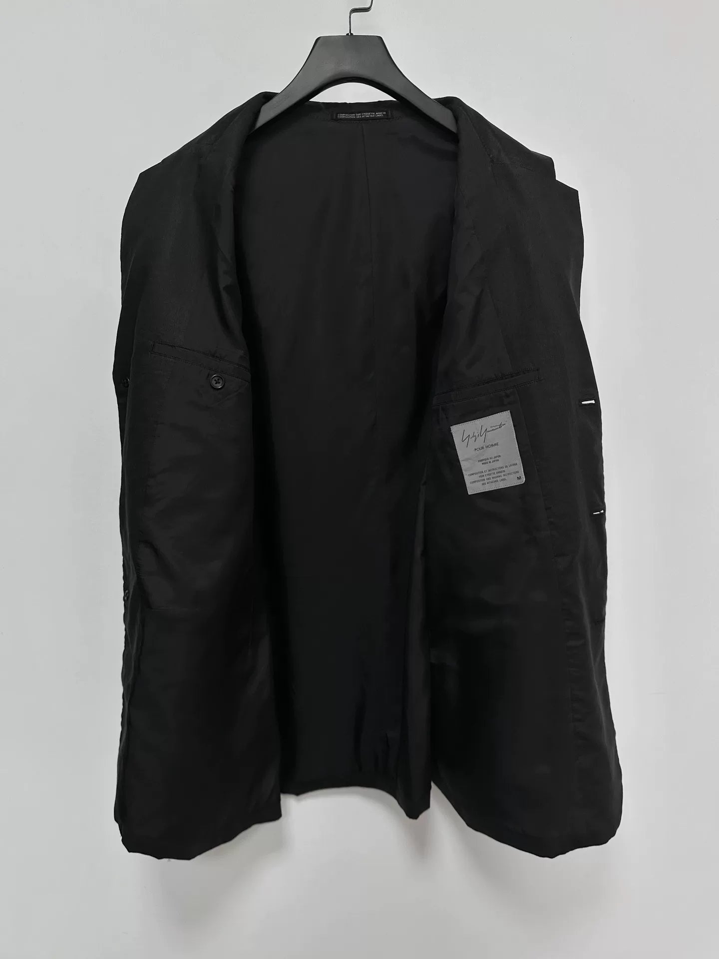 black linen jacket with floral embroidery