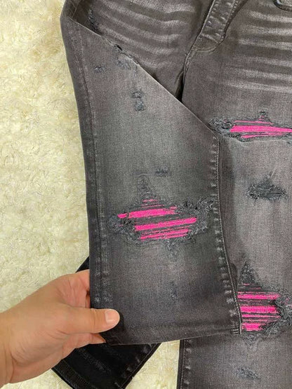 amiri cracked pink leather mx1 pants