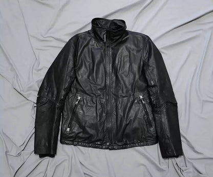 isaac sellam experience leather jacket in black