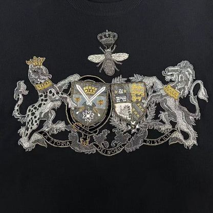 Dolce&Gabbana Black Embellished Crown Sweater
