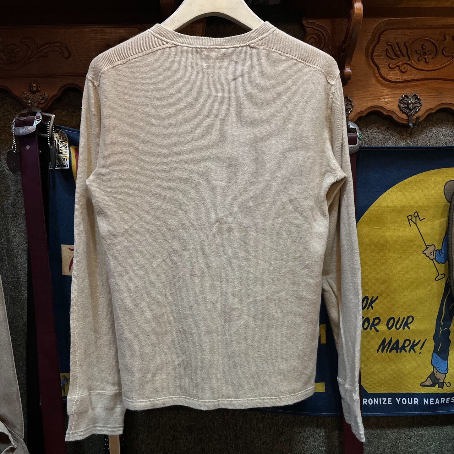 beige long sleeve RRL sweatshirt