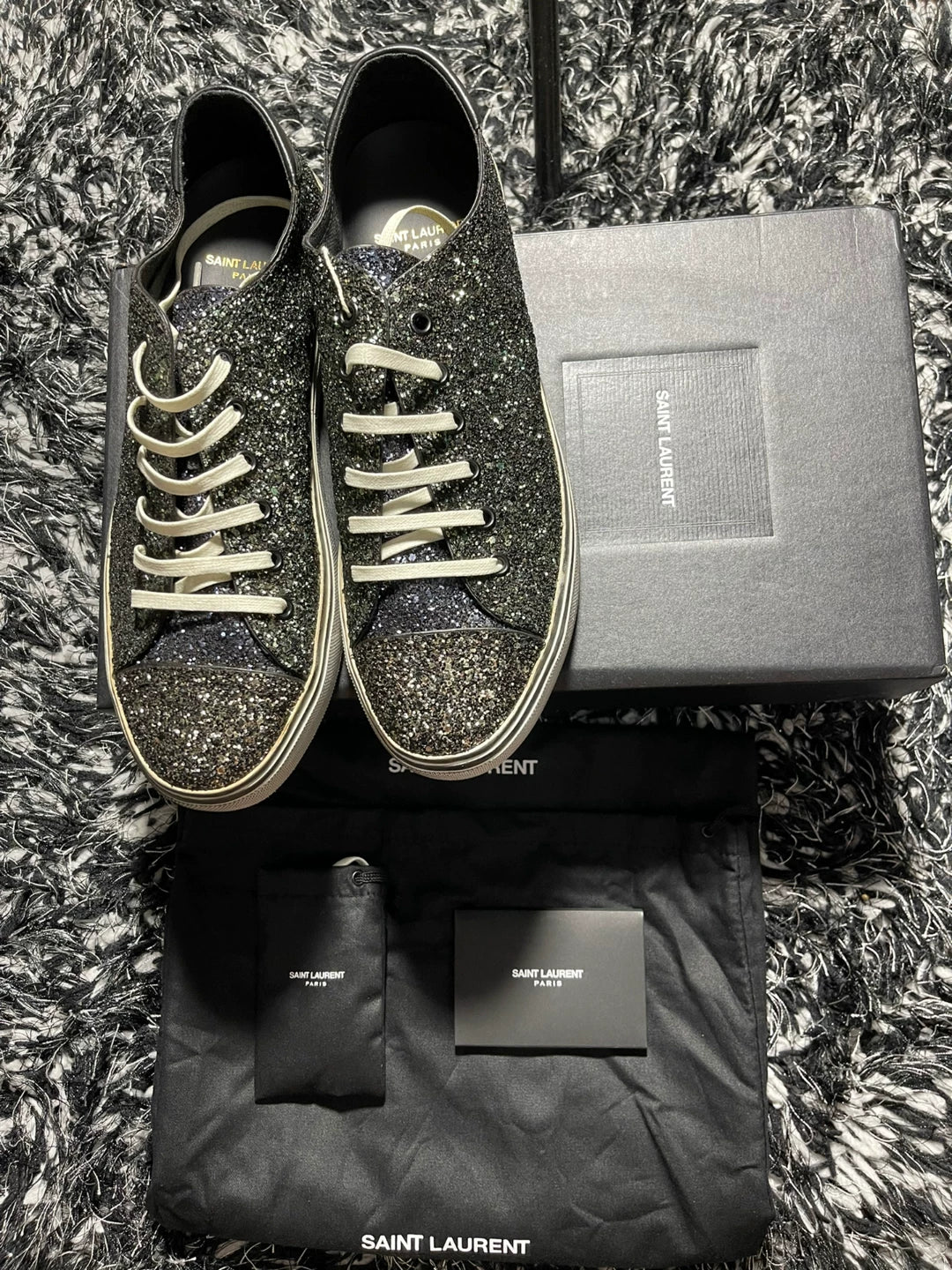 saint laurent glitter low-top sneakers