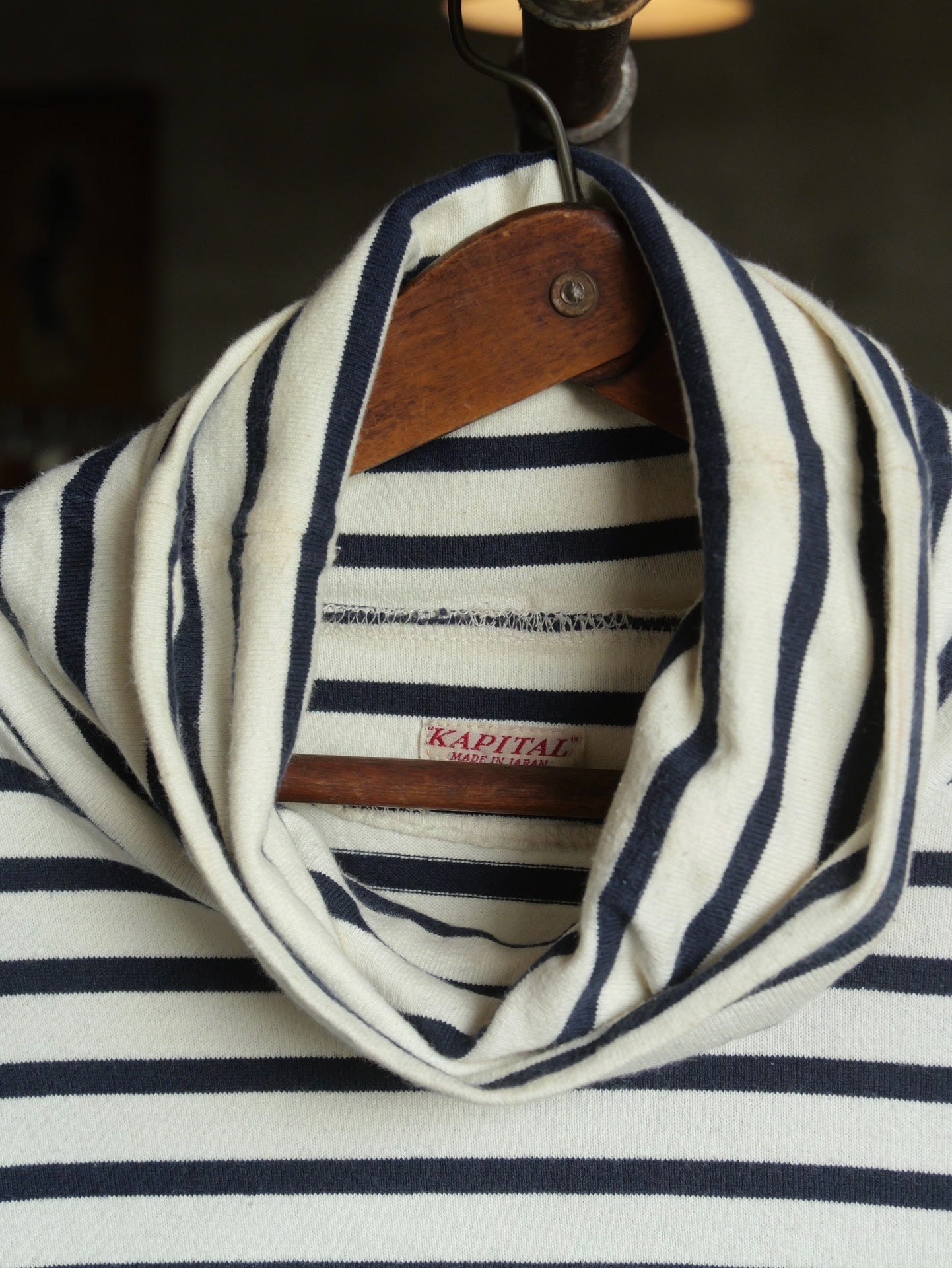 Kapital Blue White Stripe Turtleneck Anchor