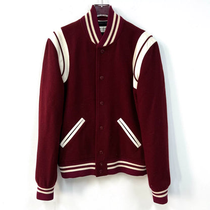 SAINT LAURENT Burgundy Varsity Wool Jacket