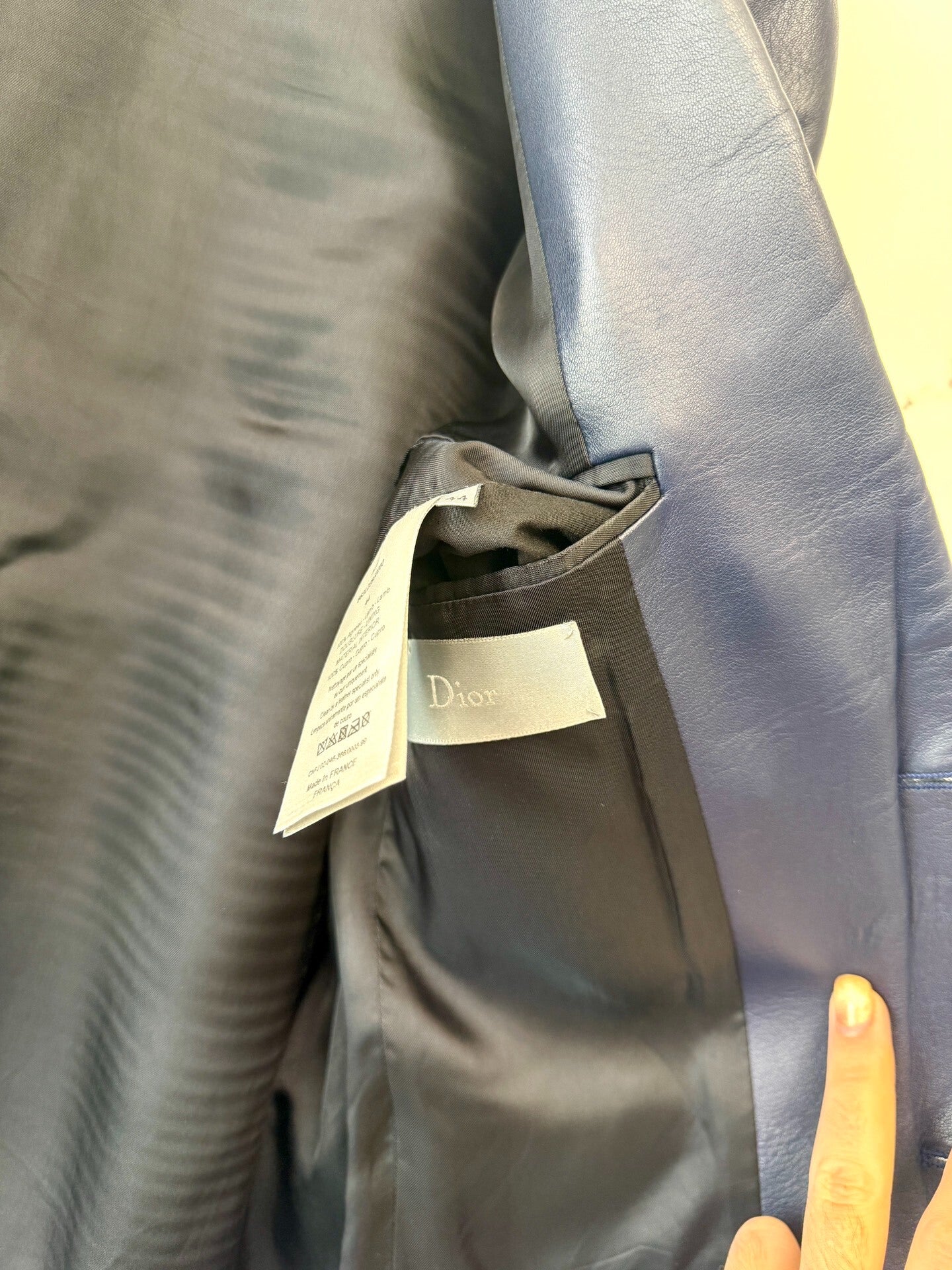 dior blue leather suit jacket