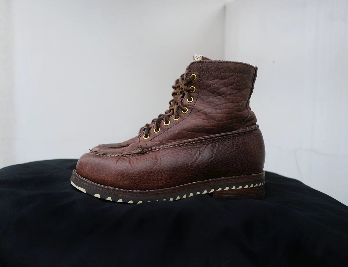 visvim kainai moc toe boots in dk.brown