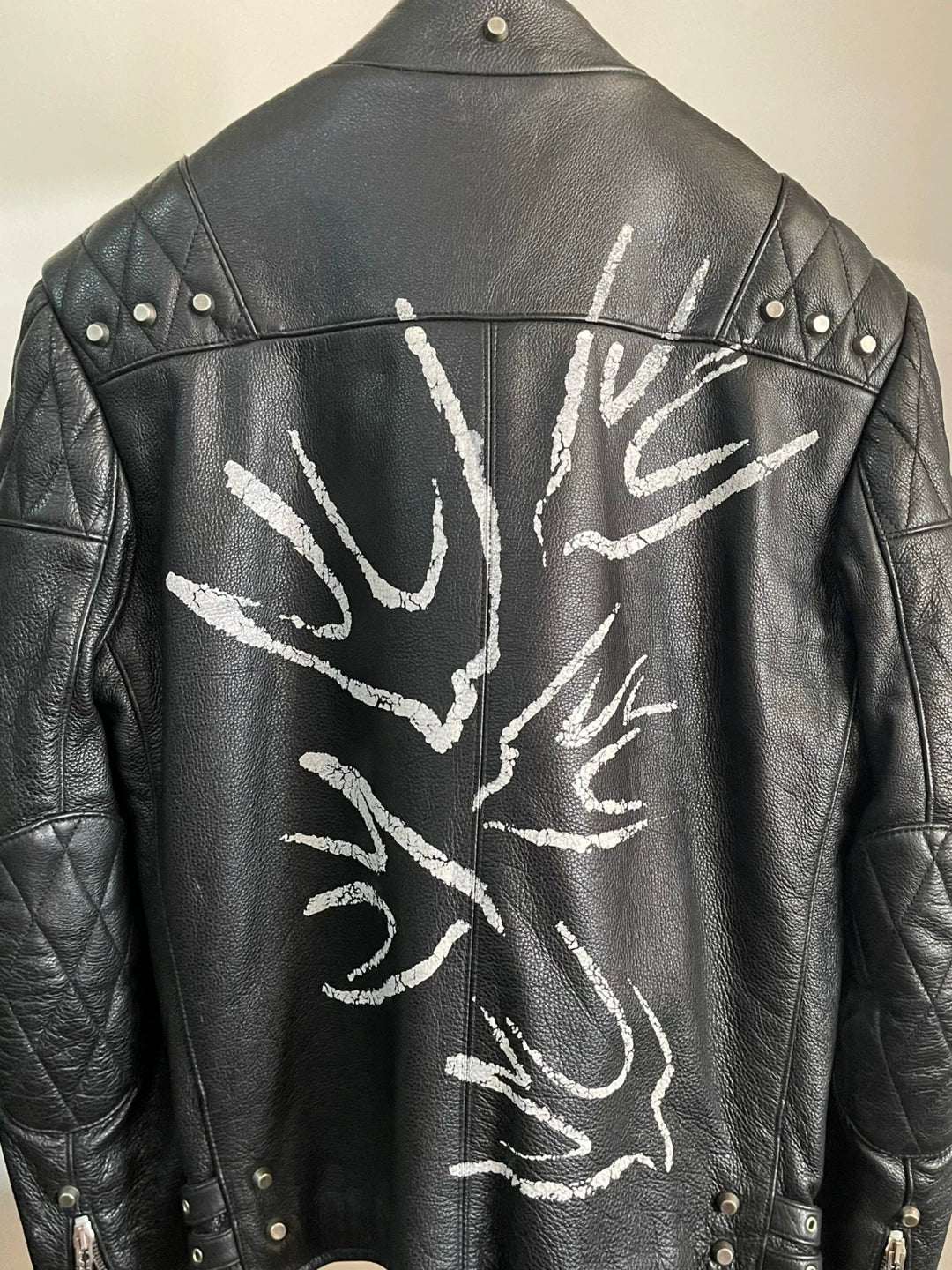 alexander mcqueen leather jacket with swallow design