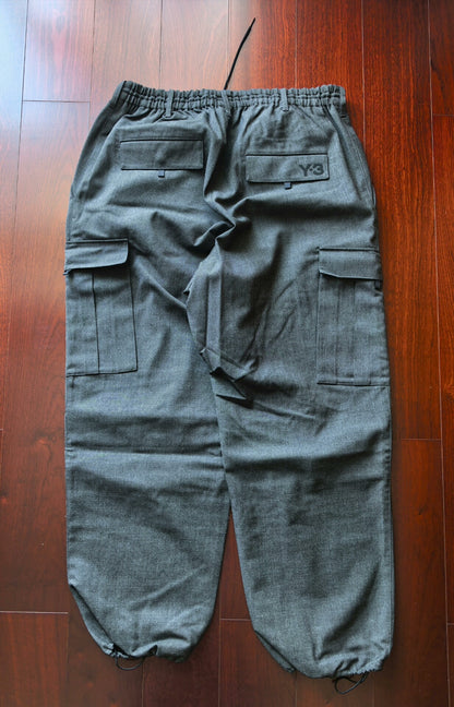 Y-3 Wool Cargo Pants in Dark Gray