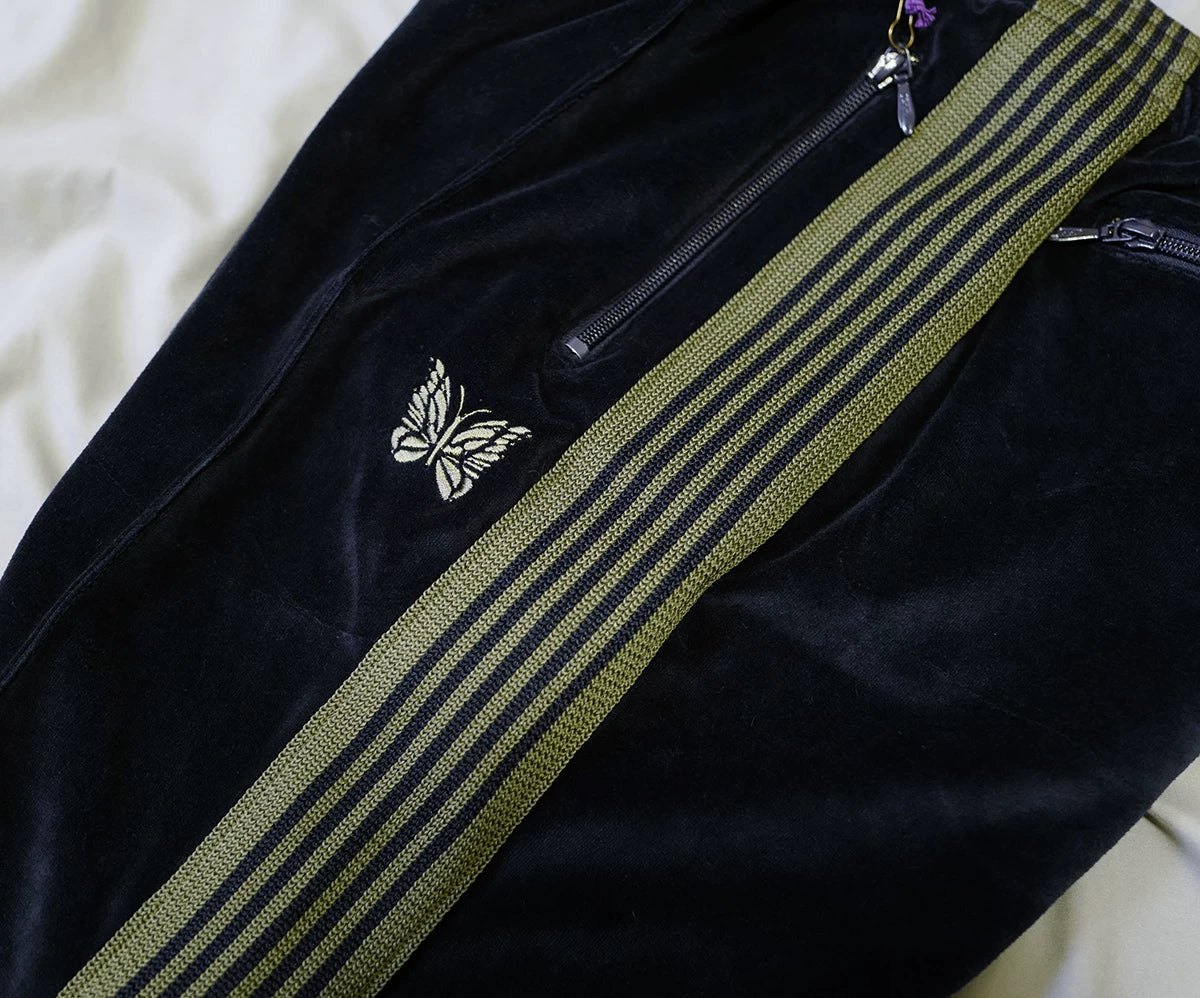 needles narrow track velvet pants with stripes