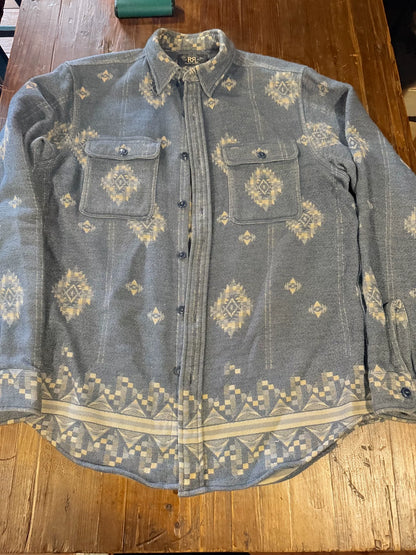 RRL Gray Geometric Denim Shirt