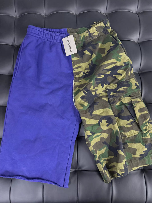 Balenciaga Camouflage Panel Blue Pants