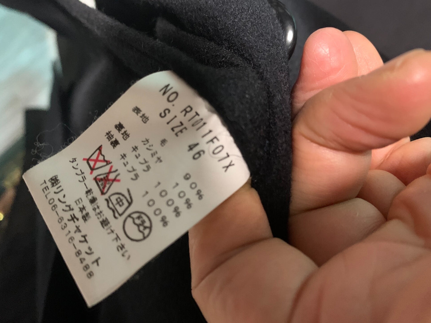 black cashmere wool blend coat size 46