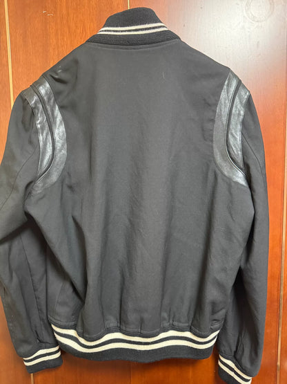 Saint Laurent Black Wool Leather Jacket