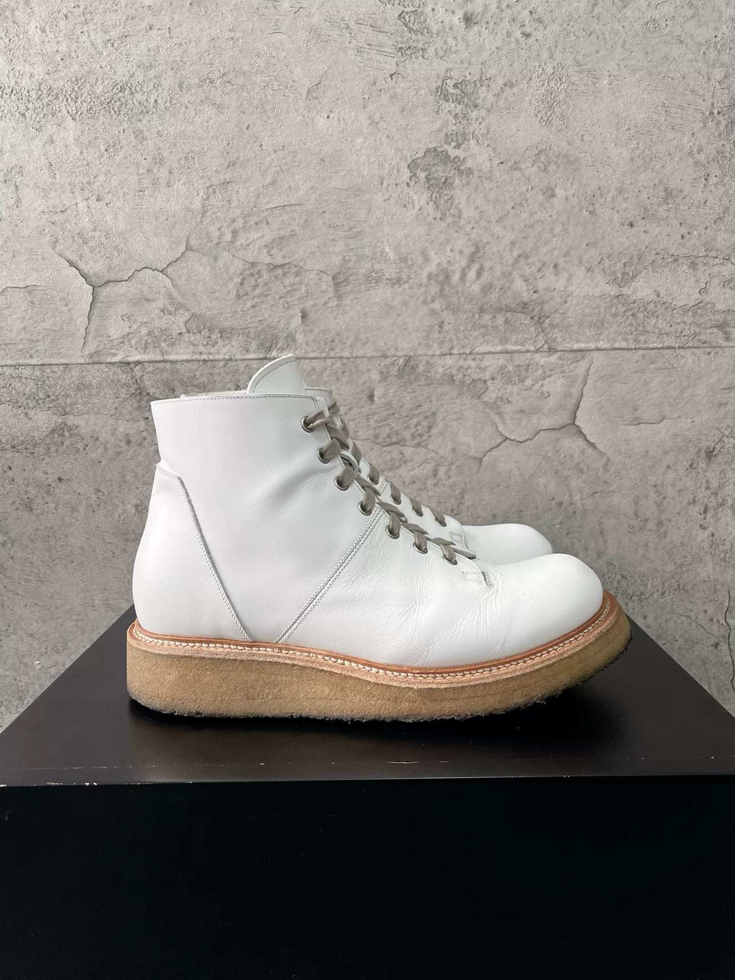 Rick Owens Milk White Martin Boots 42