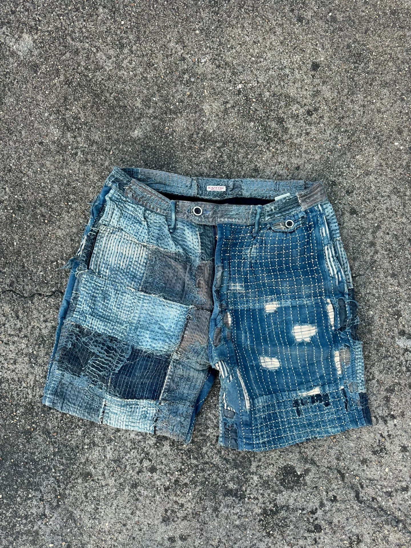 Kapital Boro Stitching Denim Shorts
