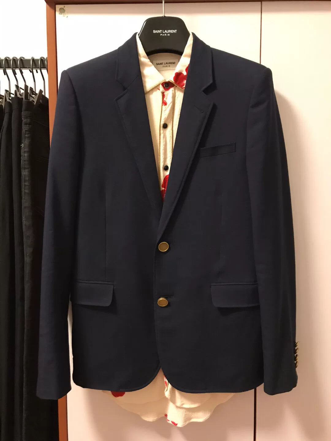 Saint Laurent Black Gold Button Blazer