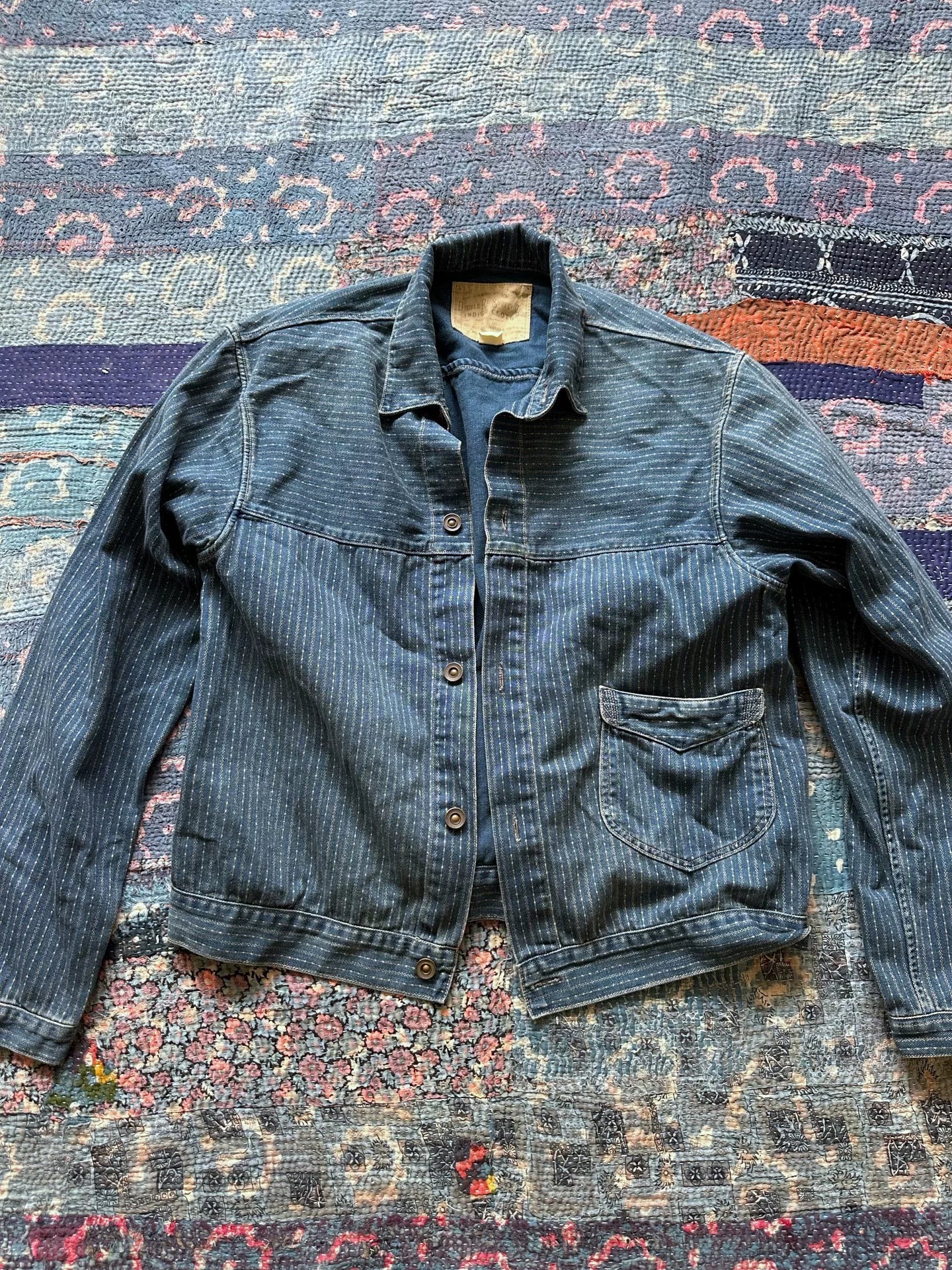 rrl wabash striped single-pocket jacket