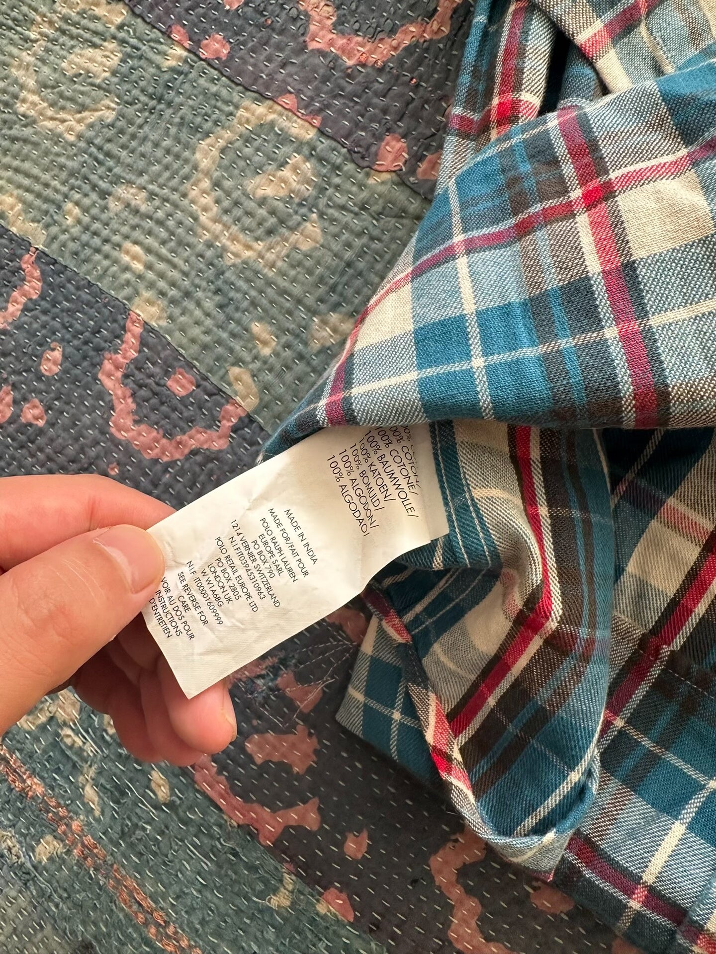 vintage plaid patchwork work shirt