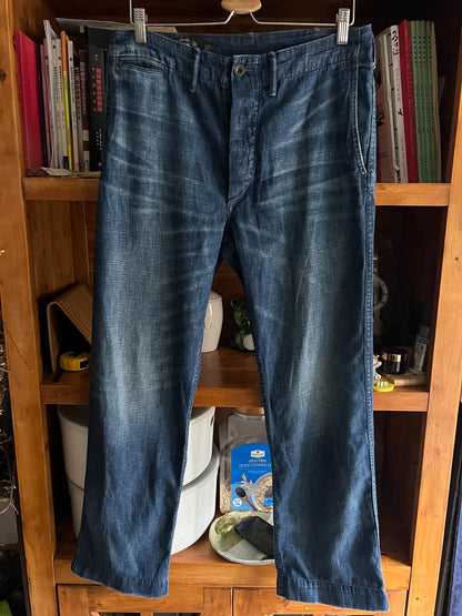 RRL Double RL Washed Distressed Officer Pants