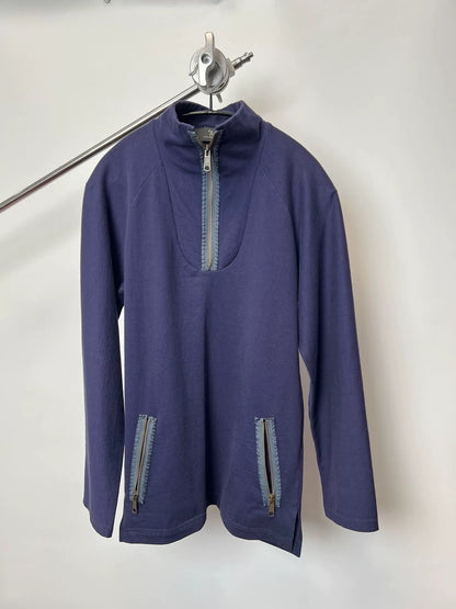 Yohji Yamamoto Zip Neck Long Sleeve Sweatshirt