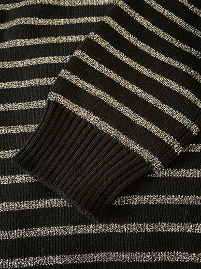 Saint Laurent Men's Silver Stripe Wool Sweater