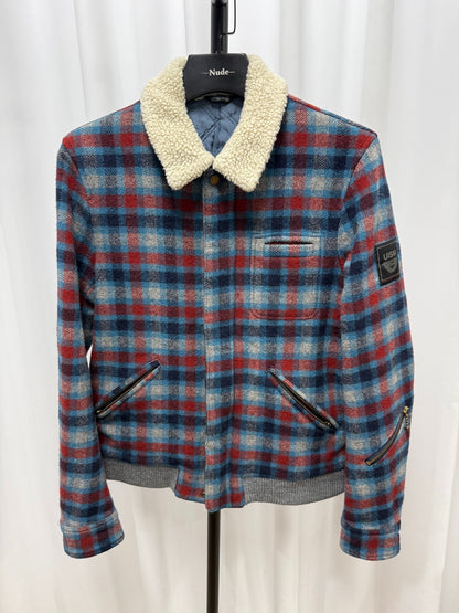 Undercover Checked Shearling Collar Jacket