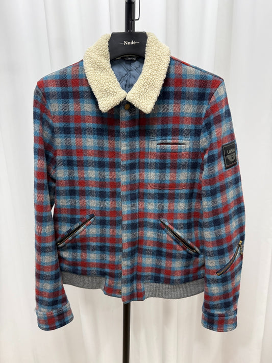 Undercover Checked Shearling Collar Jacket