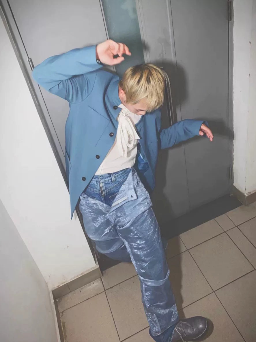 transparent denim pants for layering