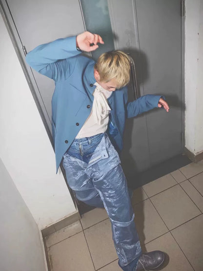 transparent denim pants for layering