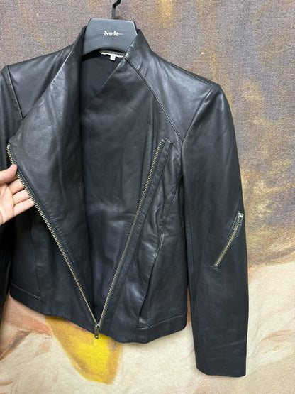 black leather motorcycle jacket size S