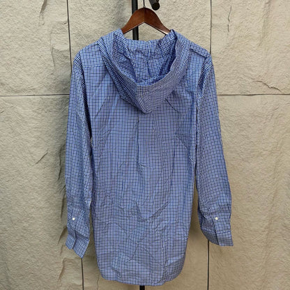 balenciaga blue and white check shirt