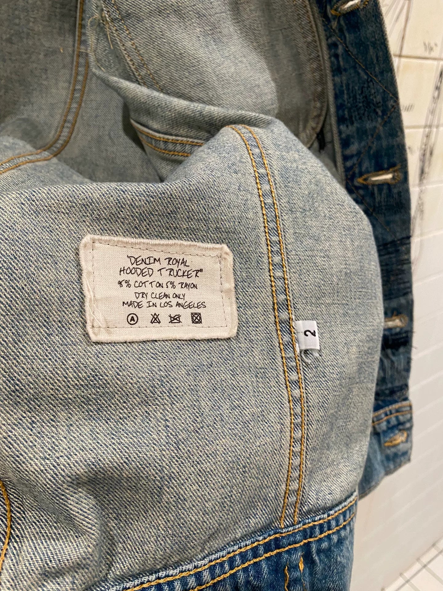 Greg Lauren Layered Hooded Denim Jacket